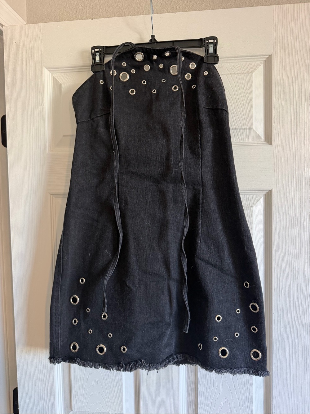 NWT Ragged Priest Charcoal Eyelet Denim Halter Dress
